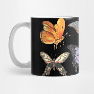 vintage butterfly on black background Mug